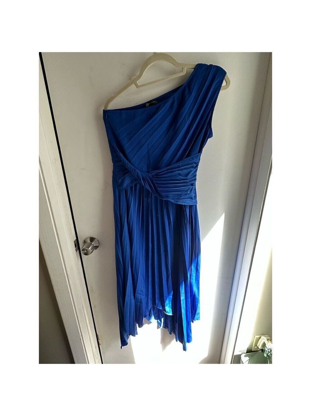 PRETTYGARDEN Women's One Shoulder Blue Satin Long Formal Dress Standard Size S - Picture 3 of 9